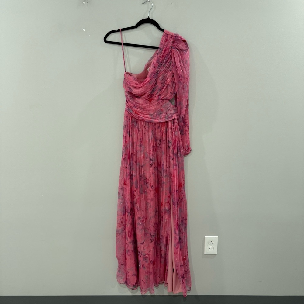 BHLDN Dress Iris One Shoulder Cutout in Pink Floral - Picture 2 of 9